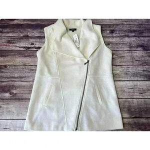 Anthropologie DREW Diagonal Zip Ivory Vest Women's Medium Lined NEW. 436